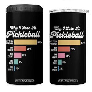 Funny Why I Lose At Pickleball 4 in 1 Can Cooler Tumbler TS09 One Size: 16 oz Black Print Your Wear