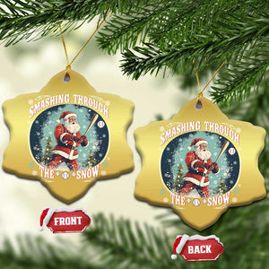 Xmas Sport Christmas Ornament Baseball Player Santa Smashing Through The Snow TS09 Snow Flake Gold Print Your Wear