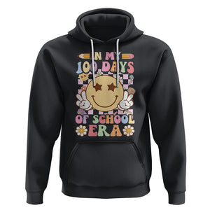 In My 100 Days Of School Era Retro Groovy Hoodie TS09 Black Printyourwear