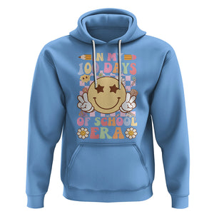 In My 100 Days Of School Era Retro Groovy Hoodie TS09 Carolina Blue Printyourwear
