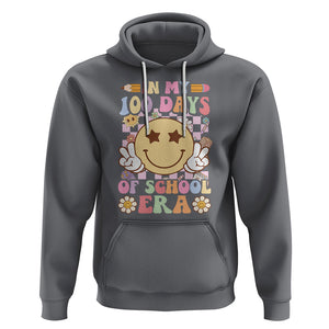 In My 100 Days Of School Era Retro Groovy Hoodie TS09 Charcoal Printyourwear