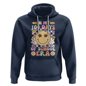 In My 100 Days Of School Era Retro Groovy Hoodie TS09 Navy Printyourwear