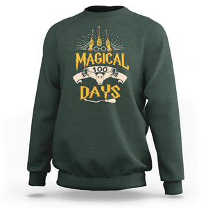 Magical 100 Days Of School Magic Owl Sweatshirt TS09 Dark Forest Green Printyourwear