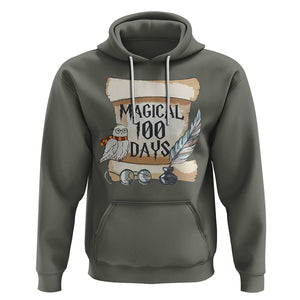 Magical 100 Days Of School Vintage Letter Magic Owl Hoodie TS09 Military Green Printyourwear