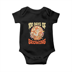 100th Day Of School Teacher Baby Onesie 100 Days Of Growing Retro Groovy Mushroom TS09 Black Print Your Wear