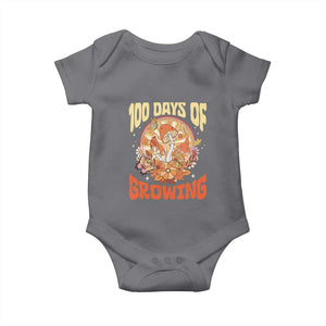 100th Day Of School Teacher Baby Onesie 100 Days Of Growing Retro Groovy Mushroom TS09 Charcoal Print Your Wear