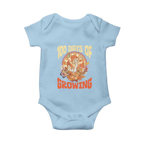 100th Day Of School Teacher Baby Onesie 100 Days Of Growing Retro Groovy Mushroom TS09 Light Blue Print Your Wear