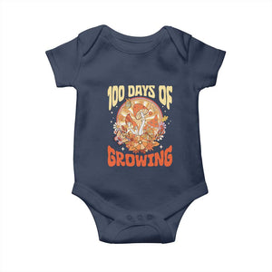 100th Day Of School Teacher Baby Onesie 100 Days Of Growing Retro Groovy Mushroom TS09 Navy Print Your Wear