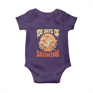 100th Day Of School Teacher Baby Onesie 100 Days Of Growing Retro Groovy Mushroom TS09 Purple Print Your Wear