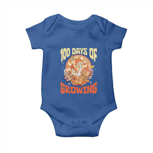 100th Day Of School Teacher Baby Onesie 100 Days Of Growing Retro Groovy Mushroom TS09 Royal Blue Print Your Wear
