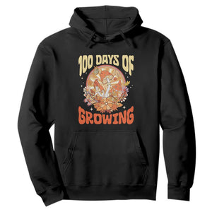 100th Day Of School Teacher Hoodie 100 Days Of Growing Retro Groovy Mushroom TS09 Black Print Your Wear
