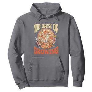 100th Day Of School Teacher Hoodie 100 Days Of Growing Retro Groovy Mushroom TS09 Charcoal Print Your Wear