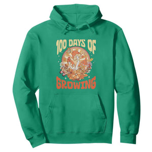 100th Day Of School Teacher Hoodie 100 Days Of Growing Retro Groovy Mushroom TS09 Irish Green Print Your Wear