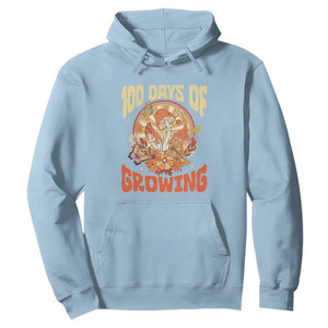 100th Day Of School Teacher Hoodie 100 Days Of Growing Retro Groovy Mushroom TS09 Light Blue Print Your Wear