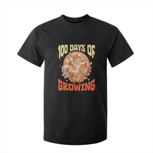 100th Day Of School Teacher T Shirt For Kid 100 Days Of Growing Retro Groovy Mushroom TS09 Black Print Your Wear