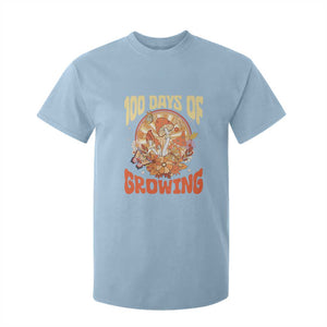 100th Day Of School Teacher T Shirt For Kid 100 Days Of Growing Retro Groovy Mushroom TS09 Light Blue Print Your Wear