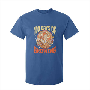 100th Day Of School Teacher T Shirt For Kid 100 Days Of Growing Retro Groovy Mushroom TS09 Royal Blue Print Your Wear
