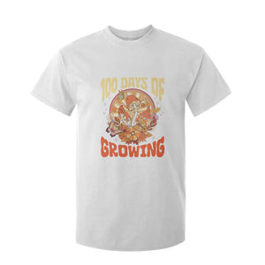 100th Day Of School Teacher T Shirt For Kid 100 Days Of Growing Retro Groovy Mushroom TS09 White Print Your Wear