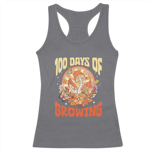 100th Day Of School Teacher Racerback Tank Top 100 Days Of Growing Retro Groovy Mushroom TS09 Charcoal Print Your Wear