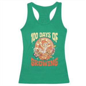 100th Day Of School Teacher Racerback Tank Top 100 Days Of Growing Retro Groovy Mushroom TS09 Irish Green Print Your Wear