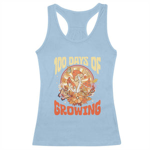 100th Day Of School Teacher Racerback Tank Top 100 Days Of Growing Retro Groovy Mushroom TS09 Light Blue Print Your Wear
