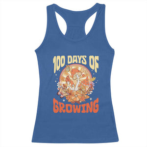 100th Day Of School Teacher Racerback Tank Top 100 Days Of Growing Retro Groovy Mushroom TS09 Royal Blue Print Your Wear