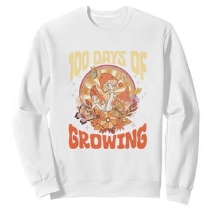 100th Day Of School Teacher Sweatshirt 100 Days Of Growing Retro Groovy Mushroom TS09 White Print Your Wear