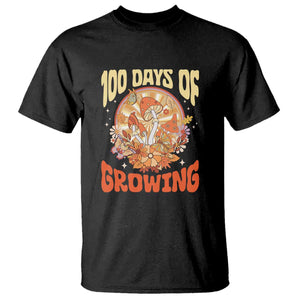 100th Day Of School Teacher T Shirt 100 Days Of Growing Retro Groovy Mushroom TS09 Black Print Your Wear