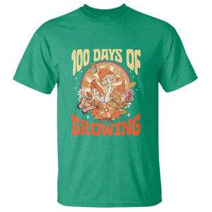 100th Day Of School Teacher T Shirt 100 Days Of Growing Retro Groovy Mushroom TS09 Irish Green Print Your Wear