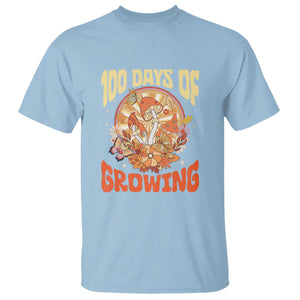 100th Day Of School Teacher T Shirt 100 Days Of Growing Retro Groovy Mushroom TS09 Light Blue Print Your Wear