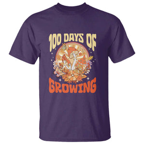 100th Day Of School Teacher T Shirt 100 Days Of Growing Retro Groovy Mushroom TS09 Purple Print Your Wear