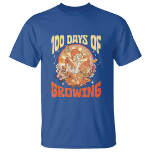 100th Day Of School Teacher T Shirt 100 Days Of Growing Retro Groovy Mushroom TS09 Royal Blue Print Your Wear