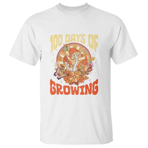 100th Day Of School Teacher T Shirt 100 Days Of Growing Retro Groovy Mushroom TS09 White Print Your Wear