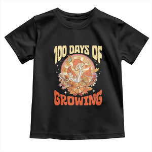 100th Day Of School Teacher Toddler T Shirt 100 Days Of Growing Retro Groovy Mushroom TS09 Black Print Your Wear