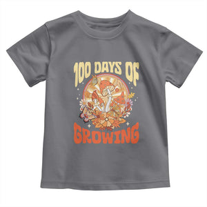 100th Day Of School Teacher Toddler T Shirt 100 Days Of Growing Retro Groovy Mushroom TS09 Charcoal Print Your Wear