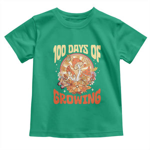 100th Day Of School Teacher Toddler T Shirt 100 Days Of Growing Retro Groovy Mushroom TS09 Irish Green Print Your Wear