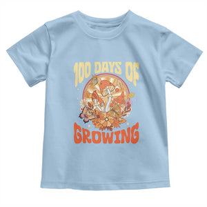 100th Day Of School Teacher Toddler T Shirt 100 Days Of Growing Retro Groovy Mushroom TS09 Light Blue Print Your Wear