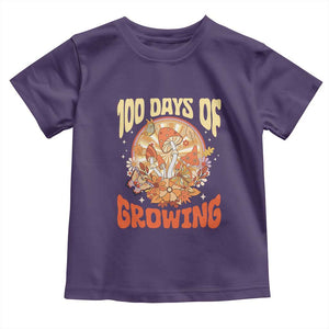 100th Day Of School Teacher Toddler T Shirt 100 Days Of Growing Retro Groovy Mushroom TS09 Purple Print Your Wear