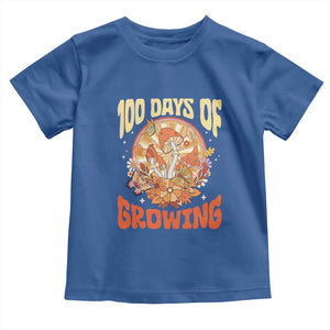 100th Day Of School Teacher Toddler T Shirt 100 Days Of Growing Retro Groovy Mushroom TS09 Royal Blue Print Your Wear