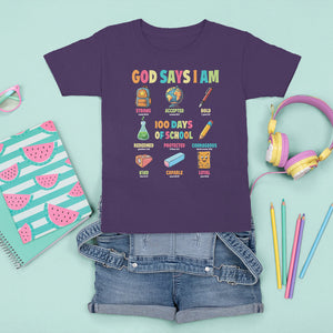 God Says I Am 100 Days Of School Christ T Shirt For Kid TS09 Purple Printyourwear