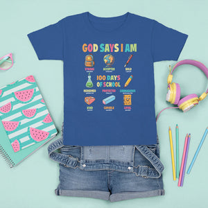 God Says I Am 100 Days Of School Christ T Shirt For Kid TS09 Royal Blue Printyourwear