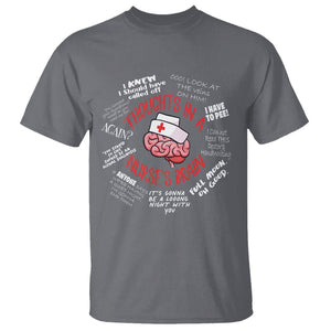 Funny Nurse T Shirt Thought In A Nurse's Brain TS09 Charcoal Printyourwear