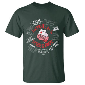 Funny Nurse T Shirt Thought In A Nurse's Brain TS09 Dark Forest Green Printyourwear