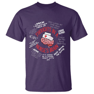 Funny Nurse T Shirt Thought In A Nurse's Brain TS09 Purple Printyourwear