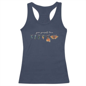 Inspirational Quote Racerback Tank Top Give Yourself Time Butterfly Motivational TS09 Navy Print Your Wear