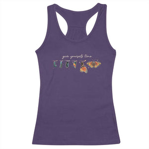 Inspirational Quote Racerback Tank Top Give Yourself Time Butterfly Motivational TS09 Purple Print Your Wear