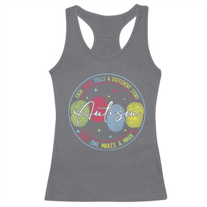 Autism Racerback Tank Top Fingerprint Autism Each Print Tells A Different Story TS09 Charcoal Print Your Wear