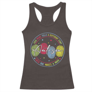 Autism Racerback Tank Top Fingerprint Autism Each Print Tells A Different Story TS09 Dark Chocolate Print Your Wear