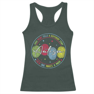 Autism Racerback Tank Top Fingerprint Autism Each Print Tells A Different Story TS09 Dark Forest Green Print Your Wear