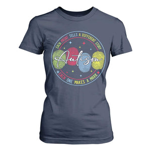 Autism T Shirt For Women Fingerprint Autism Each Print Tells A Different Story TS09 Navy Print Your Wear